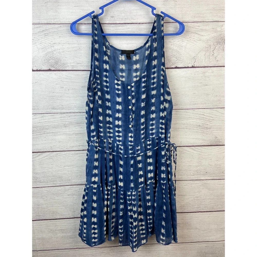 J. Crew large button front tie dye ruffle dress